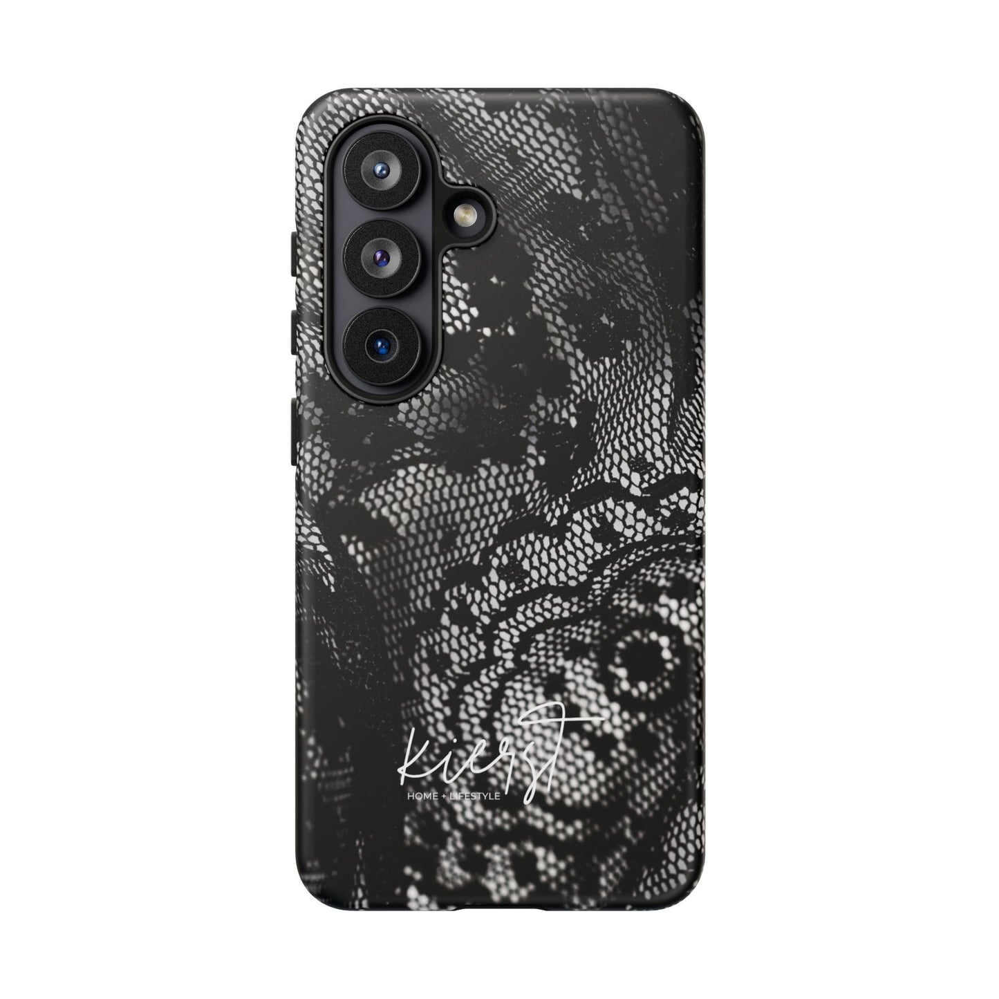 Black + White Lace Print Samsung Galaxy Phone Case