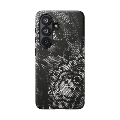 Black + White Lace Print Samsung Galaxy Phone Case
