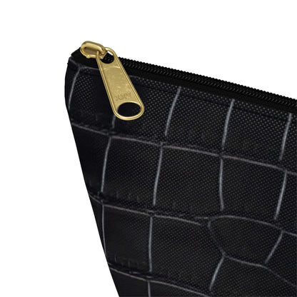 Black Crocodile Accessory Pouch w T-bottom