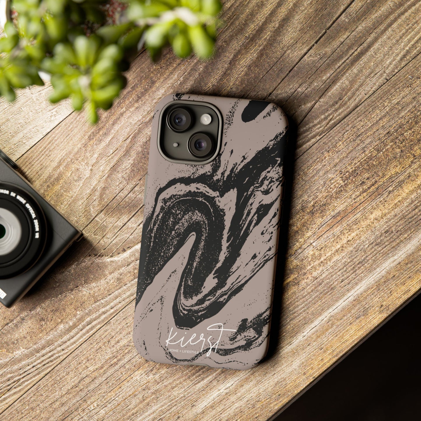 Taupe and Black Marble iPhone Case