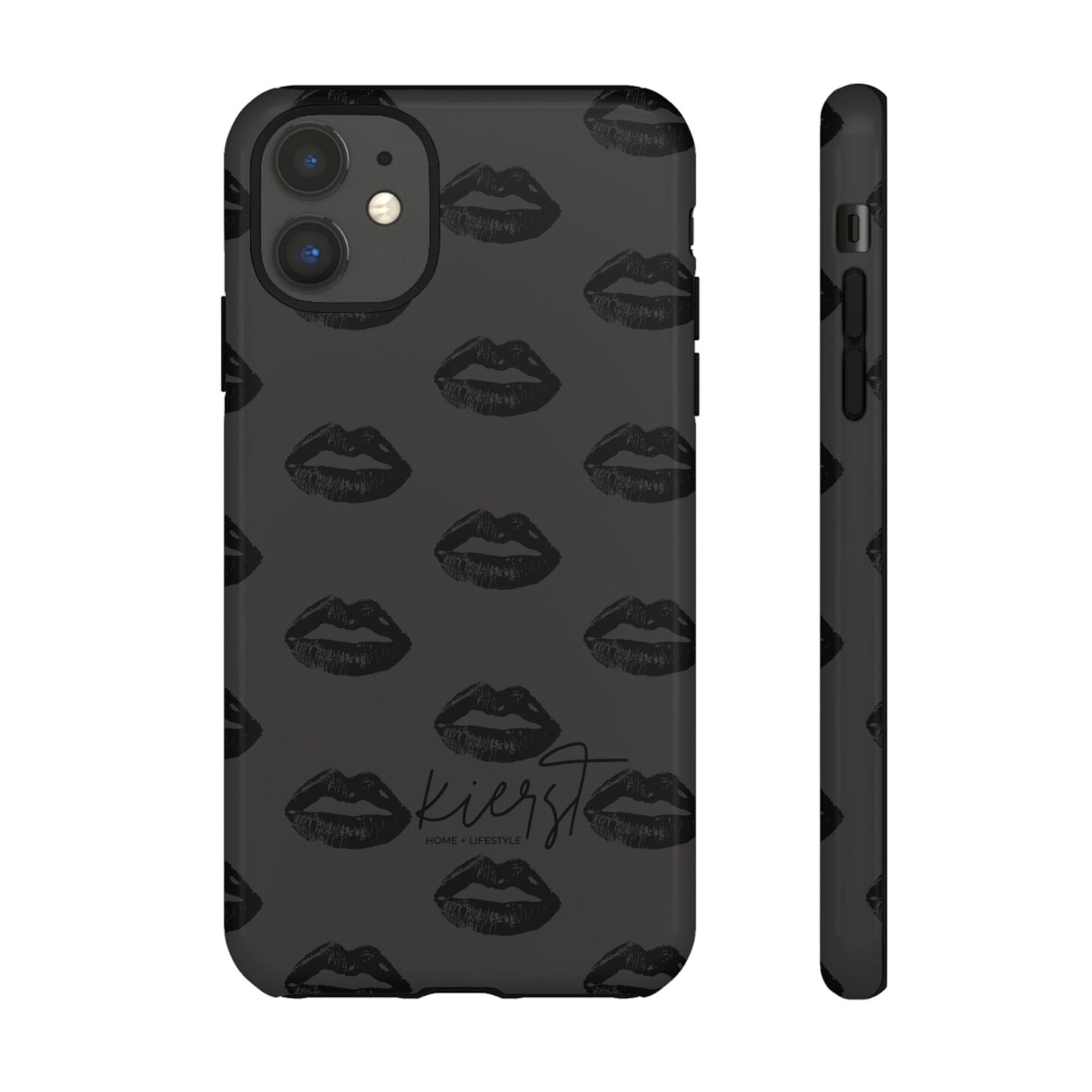 Black Lips on Charcoal iPhone Case