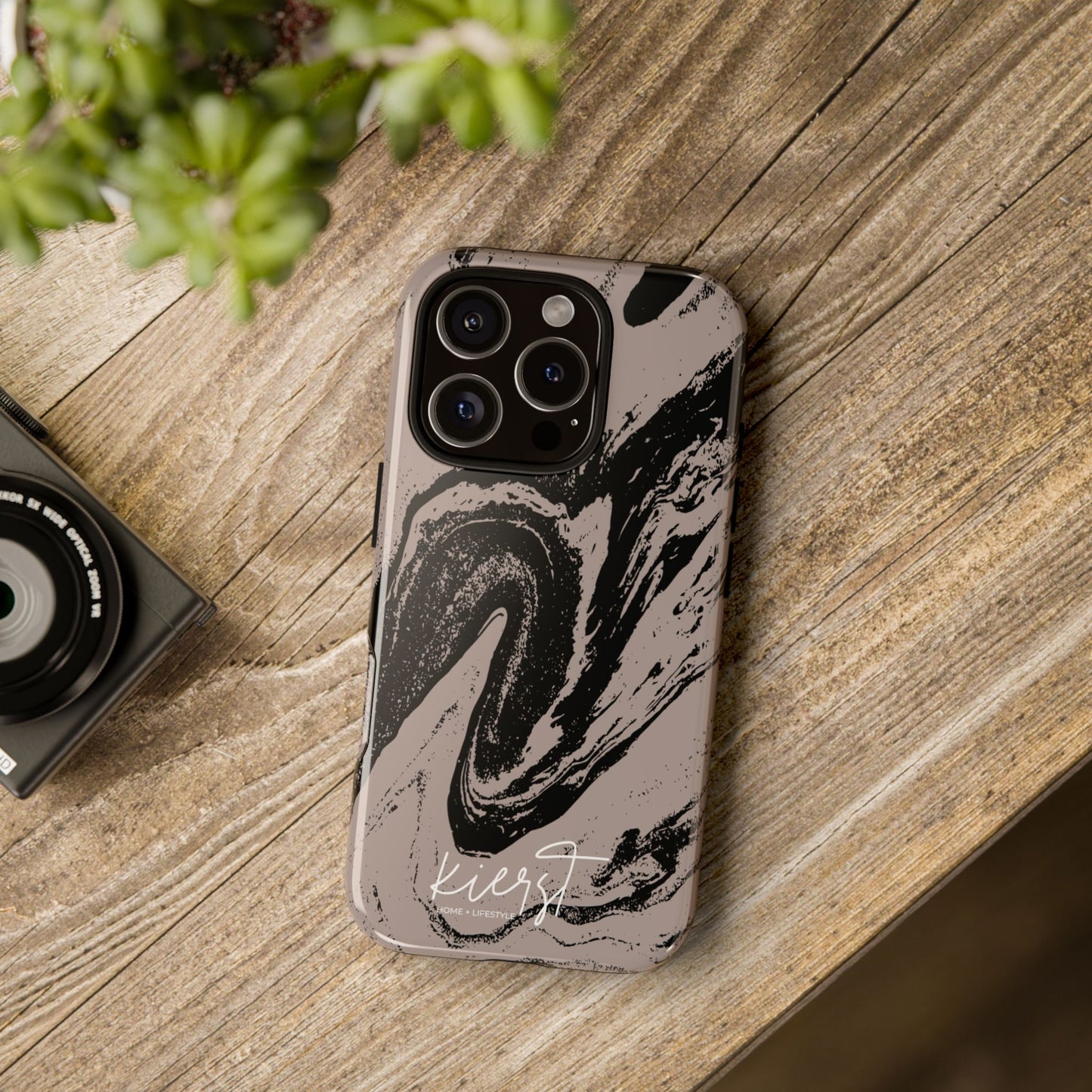 Taupe and Black Marble iPhone Case