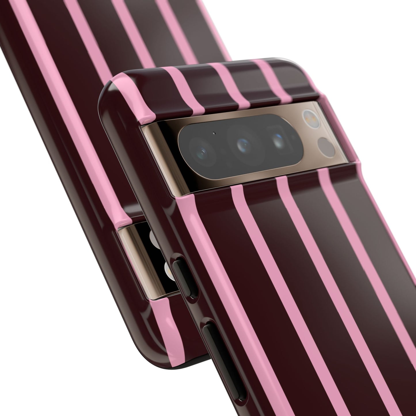 Signature Velvet Noir + Pink Stripes Google Pixel Phone Case