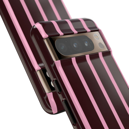 Signature Velvet Noir + Pink Stripes Google Pixel Phone Case