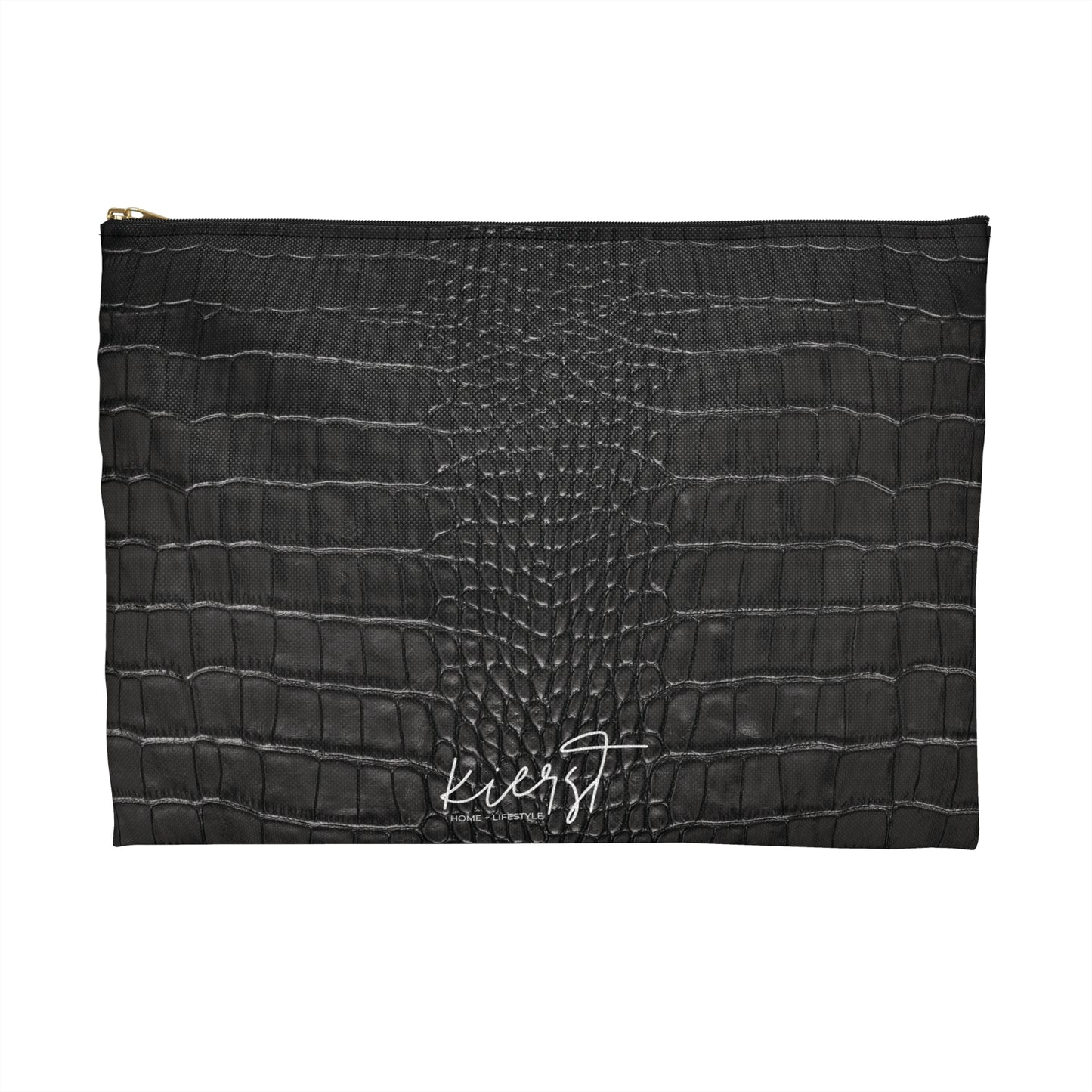 Black Crocodile Print Accessory Pouch