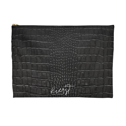 Black Crocodile Print Accessory Pouch