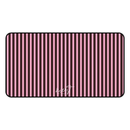 Signature Velvet Noir + Pink Stripes Desk Mat