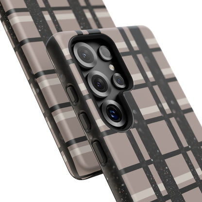 Taupe, Cream, and Black Plaid Samsung Galaxy Case