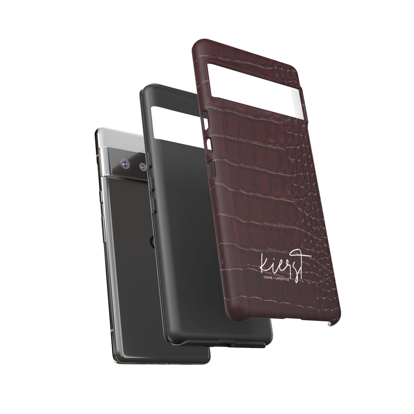 Signature Velvet Noir Crocodile Print Google Pixel Phone Case