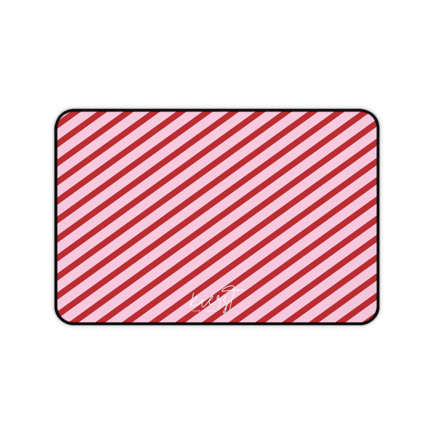 Holiday 25 Pink and Red Diagonal Striped Desk Mat