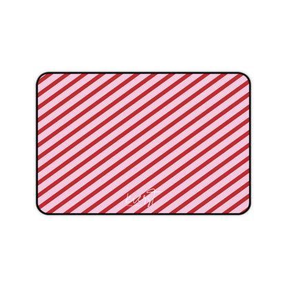 Holiday 25 Pink and Red Diagonal Striped Desk Mat