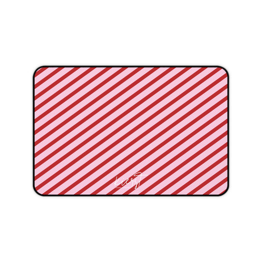 Holiday 25 Pink and Red Diagonal Striped Desk Mat