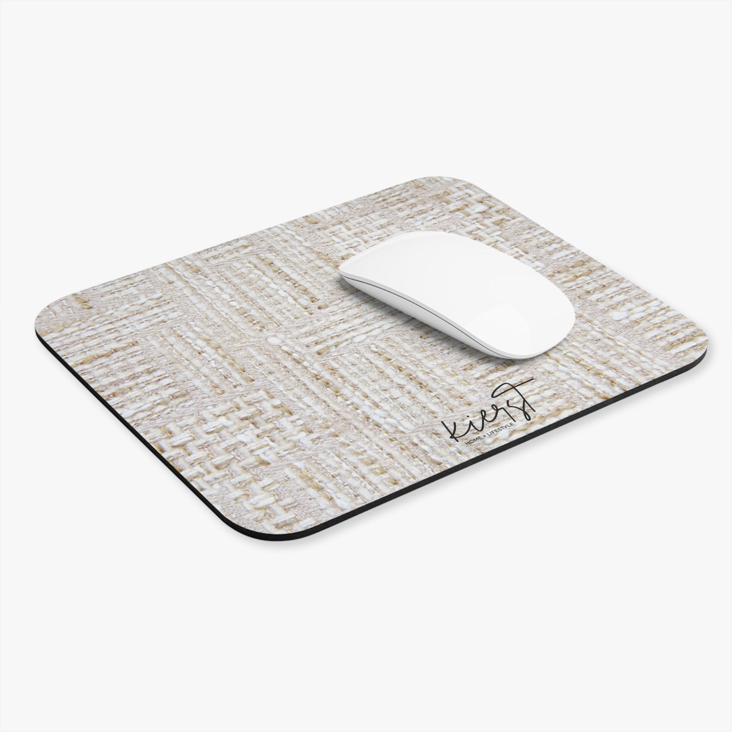 Cream + Gold Tweed Print Mouse Pad