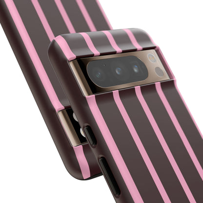 Signature Velvet Noir + Pink Stripes Google Pixel Phone Case