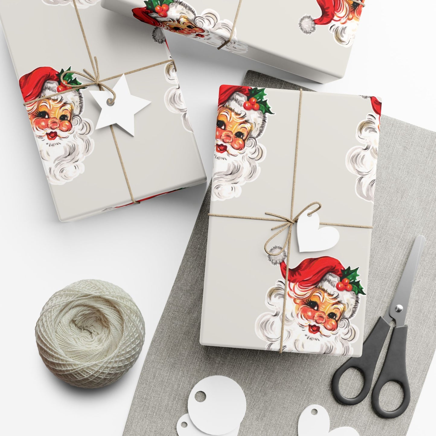 Nostalgic Santa on Bone Gift Wrapping Paper
