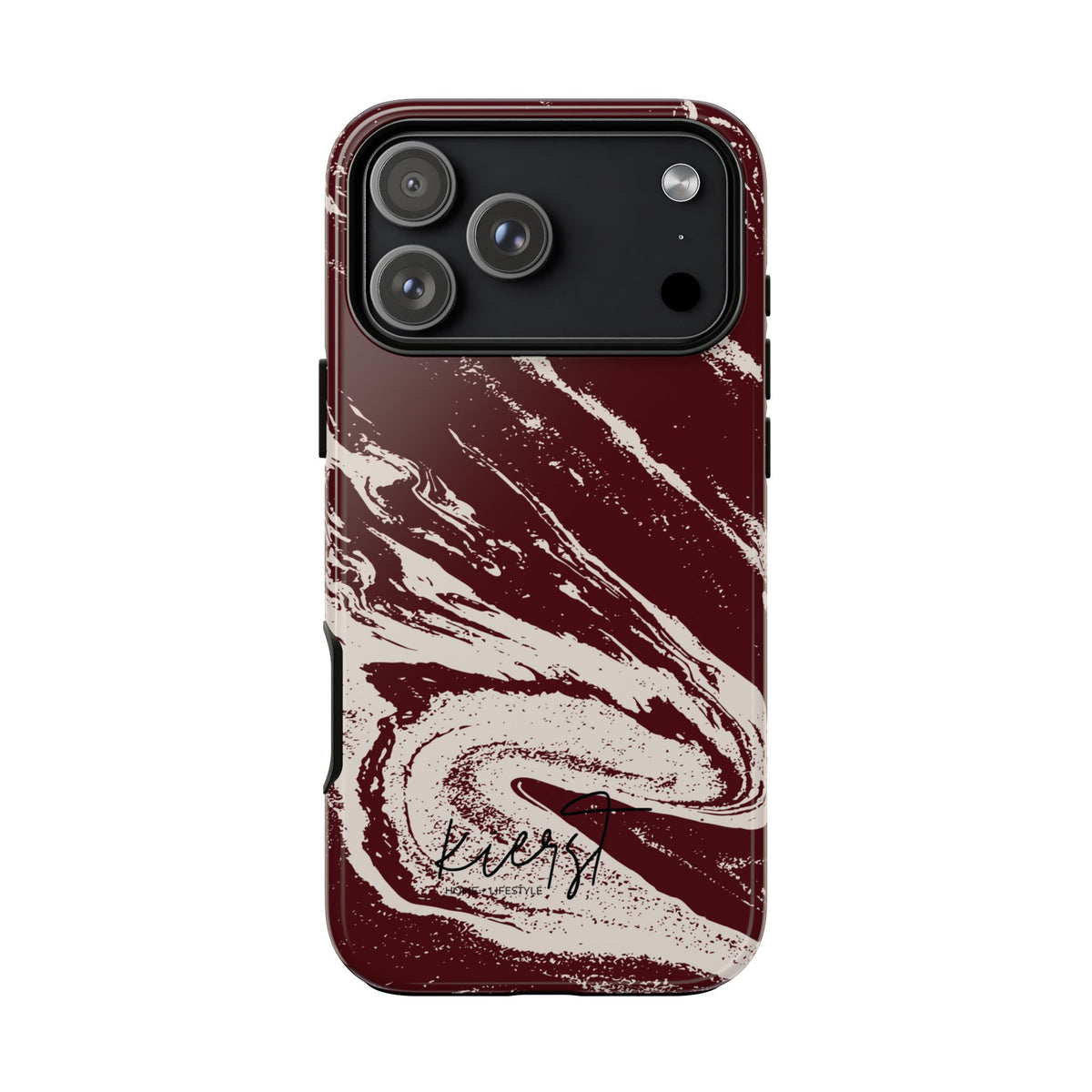 Cream Marble on Signature Velvet Noir iPhone Case