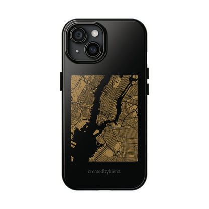 Black and Gold NYC Map iPhone Case