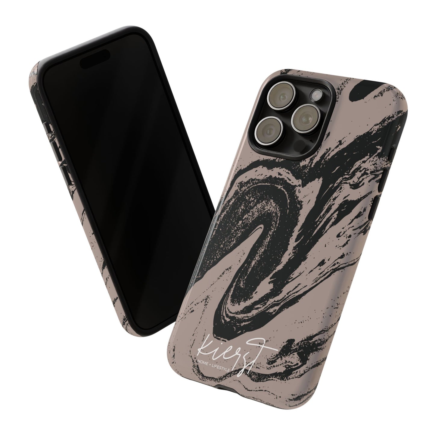 Taupe and Black Marble iPhone Case