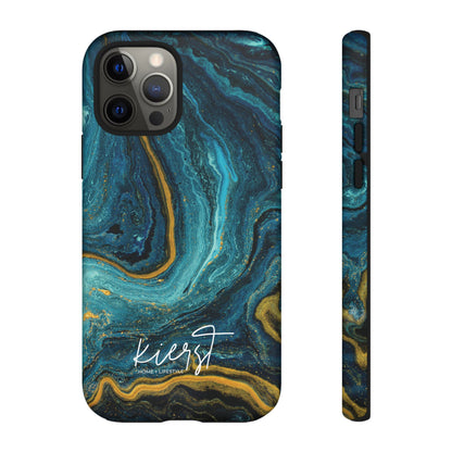 Teal & Gold Marble iPhone Case