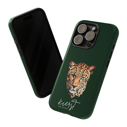 Leopard Head on Signature Midnight Pine iPhone Case | Designed to Stand Out