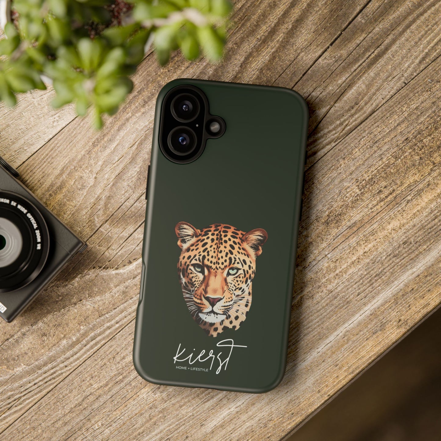 Leopard Head on Signature Midnight Pine iPhone Case | Designed to Stand Out