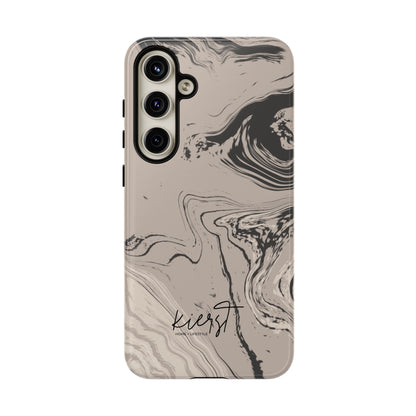 Cream, Grey, and Taupe Marble Samsung Galaxy Phone Case | Rich Swirls, Neutral Motion