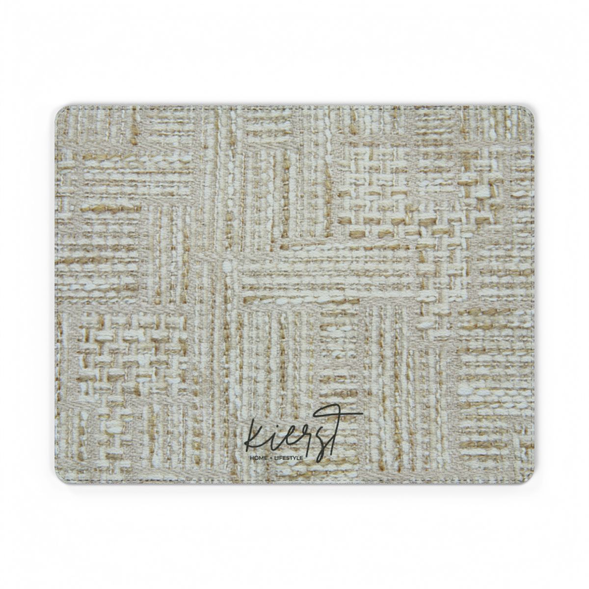 Cream + Gold Tweed Print Faux Leather Mouse Mat