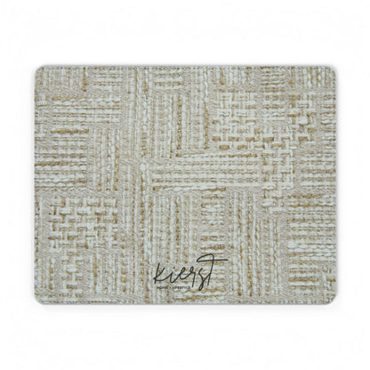 Cream + Gold Tweed Print Faux Leather Mouse Mat