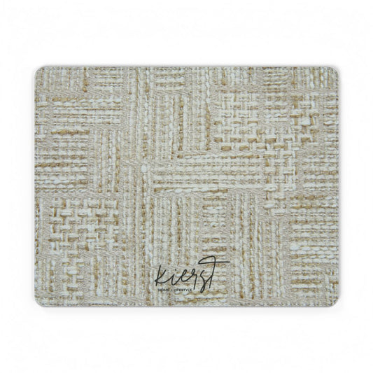 Cream + Gold Tweed Print Faux Leather Mouse Mat