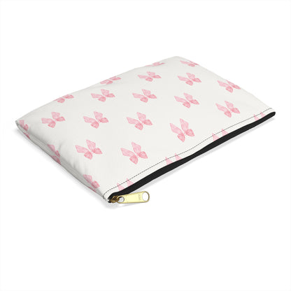 Multiple Pink Bows on Beige Accessory Pouch