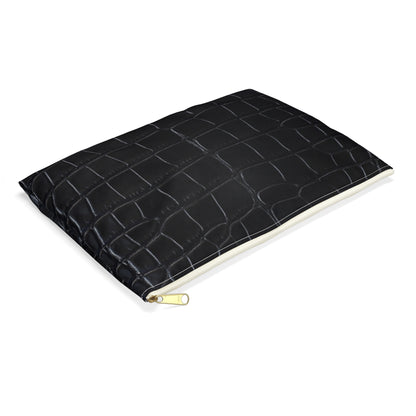 Black Crocodile Accessory Pouch