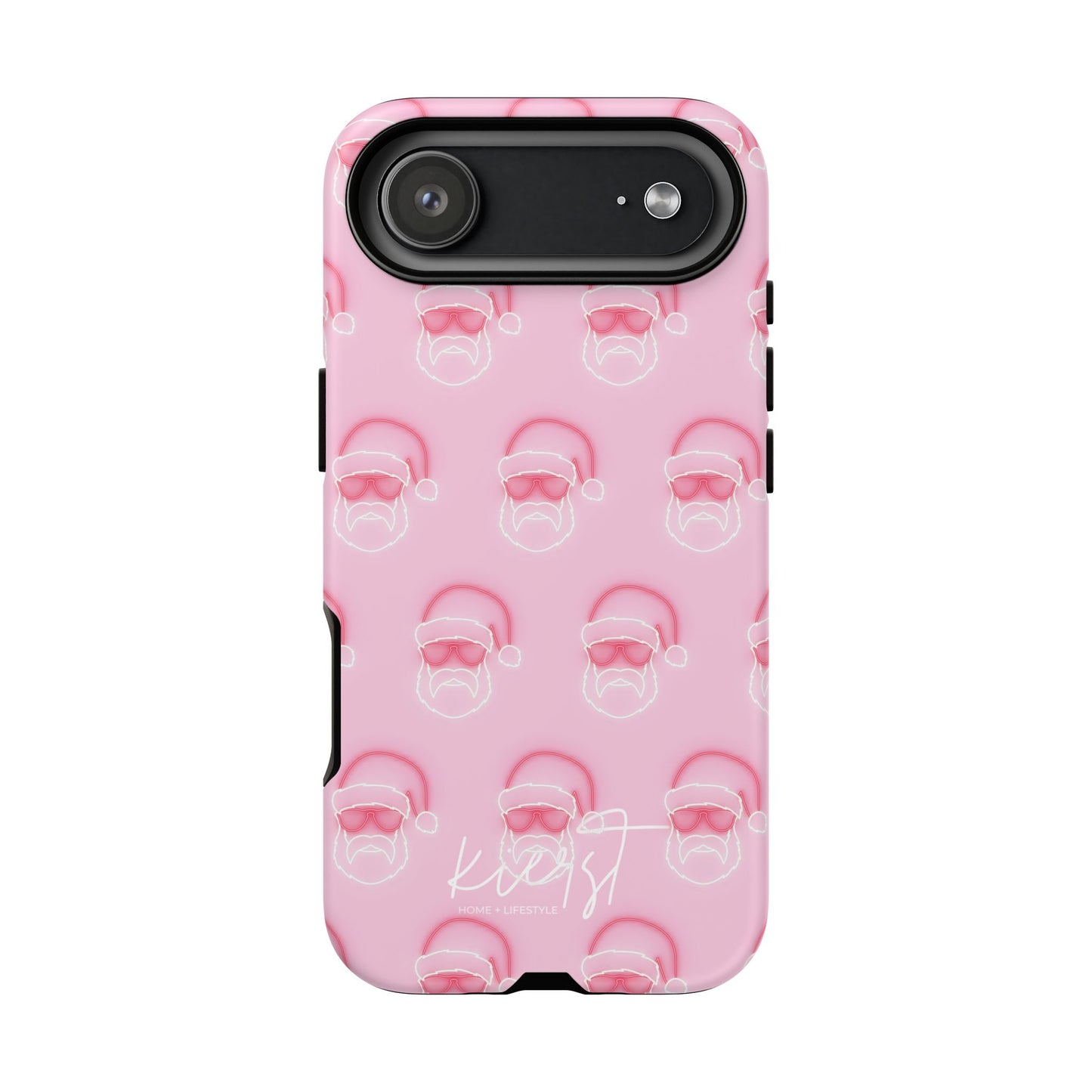 Holiday 25 Neon Sign Santa on Pink iPhone Case