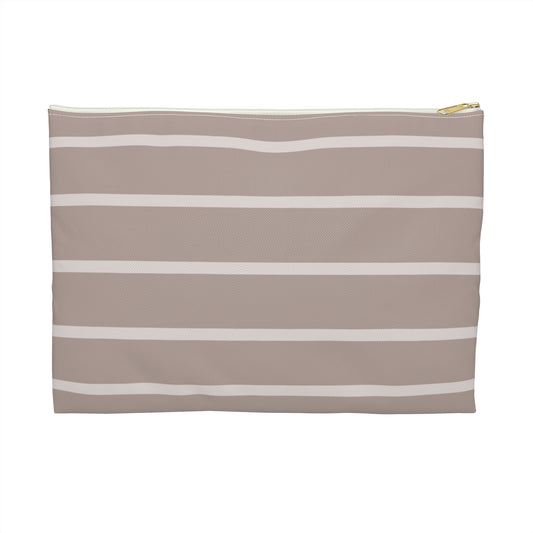 Taupe and Cream Stripe Accessory Pouch – Subtle Contrast, Everyday Charm
