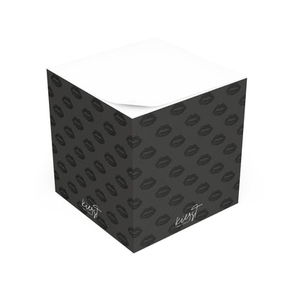 Black Lip Print Sticky Note Cube | Bold Matte Black Desk Accent