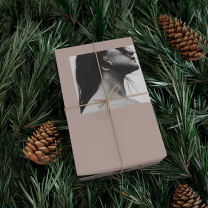 Black + White Fashion Portrait Wrapping Paper