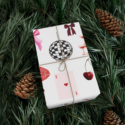 Grey Edge of Romance Wrapping Paper | Glamorous Sticker-Inspired Gift Wrap