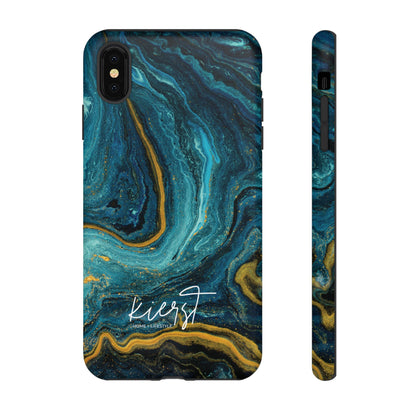 Teal & Gold Marble iPhone Case