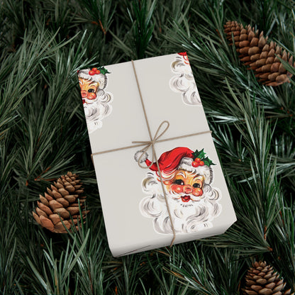 Nostalgic Santa on Bone Gift Wrapping Paper