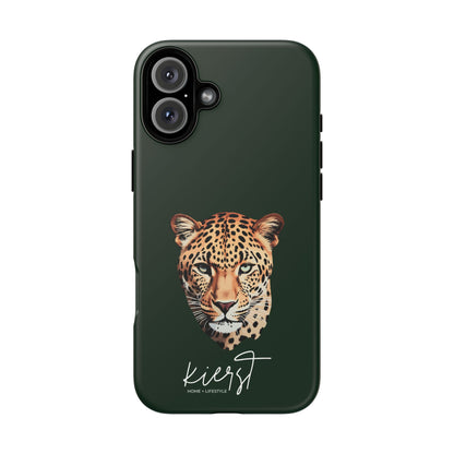 Leopard Head on Signature Midnight Pine iPhone Case | Designed to Stand Out