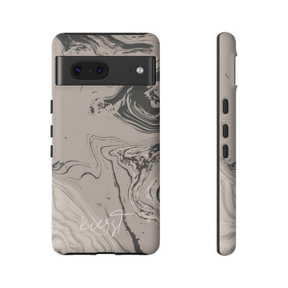Cream, Grey, and Taupe Marble Google Pixel Case | Grounded Neutrals, Expressive Detail