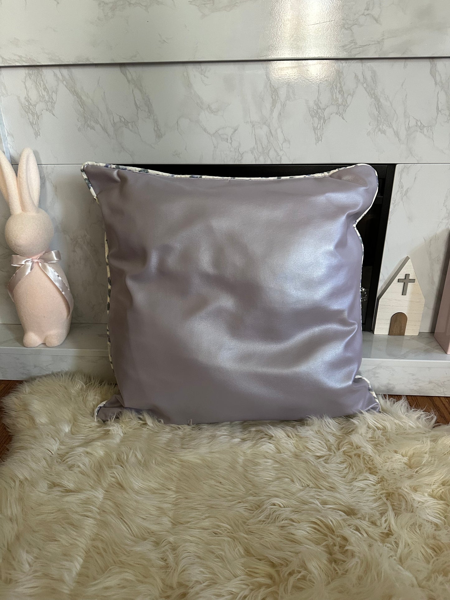 Lilac Pearl Faux Leather Throw Pillows