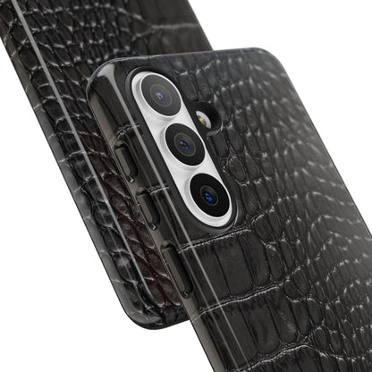 Black Crocodile Print Samsung Galaxy Phone Case
