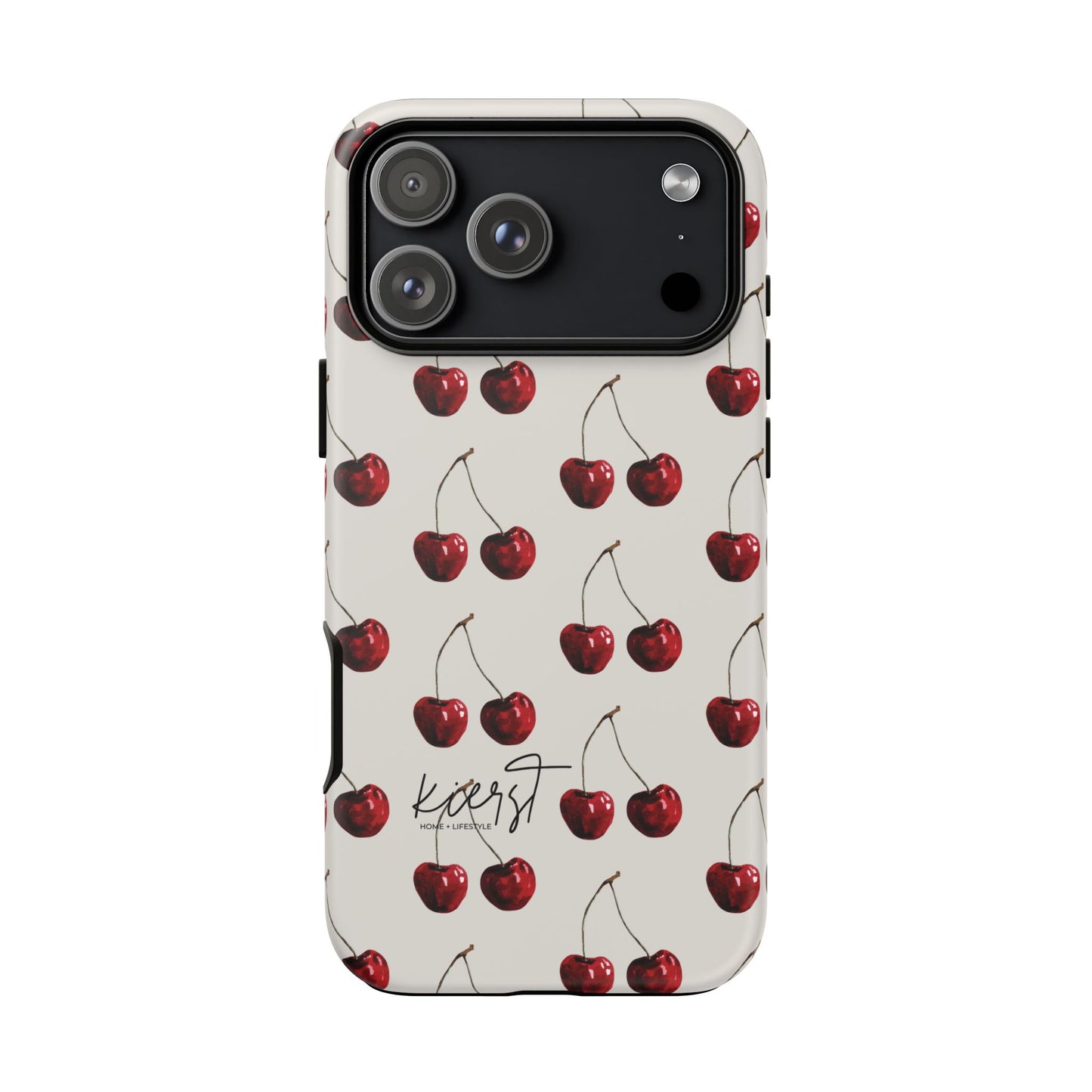Moody Cherry Stems on White Bone iPhone Case