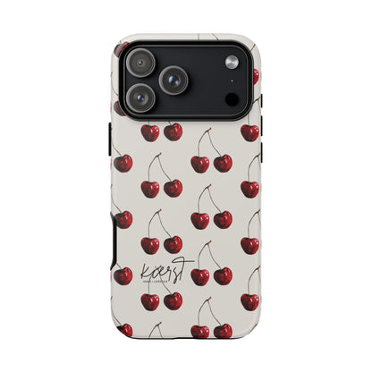 Moody Cherry Stems on White Bone iPhone Case