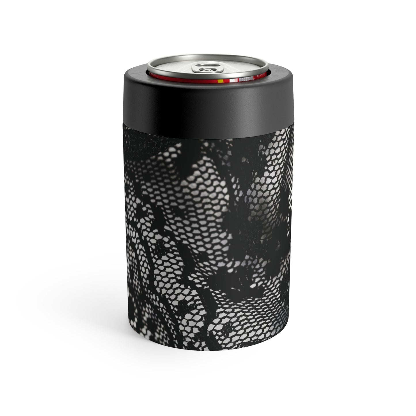 Black + White Lace Print Can Holder