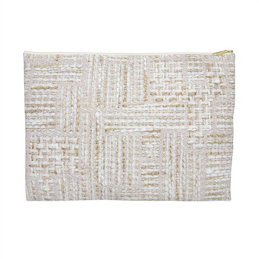 Cream and Gold Tweed Print Accessory Pouch