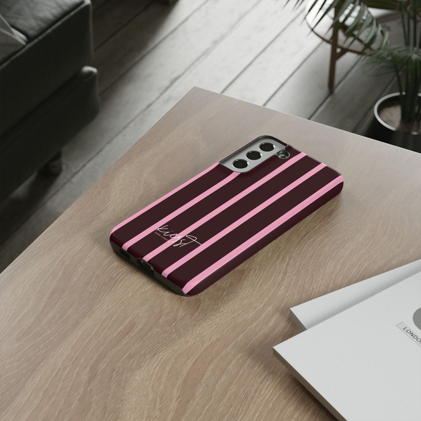 Signature Velvet Noir + Pink Stripes Samsung Galaxy Phone Case