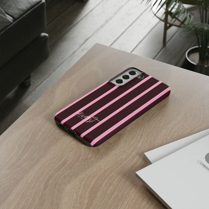 Signature Velvet Noir + Pink Stripes Samsung Galaxy Phone Case