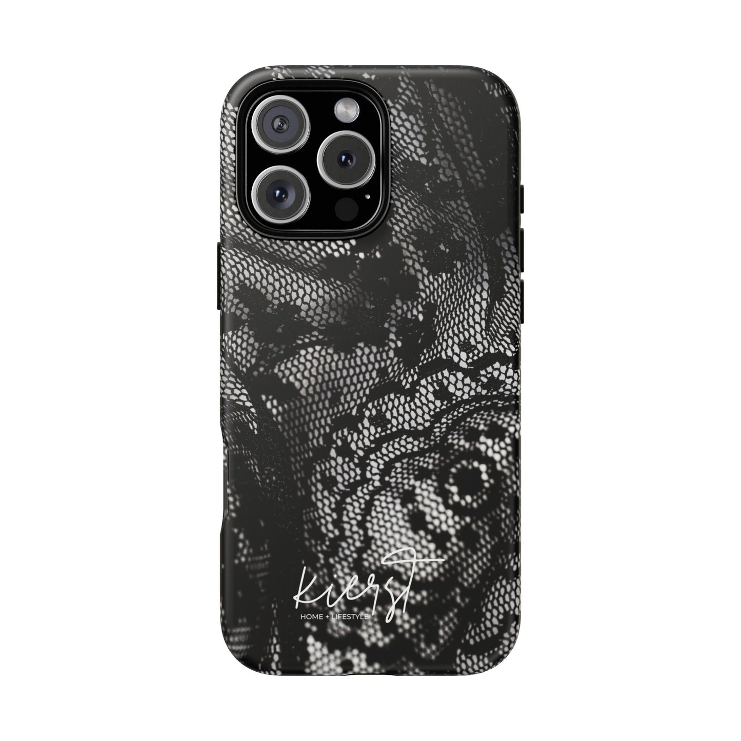 Black + White Lace Print iPhone Case