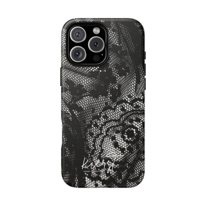 Black + White Lace Print iPhone Case